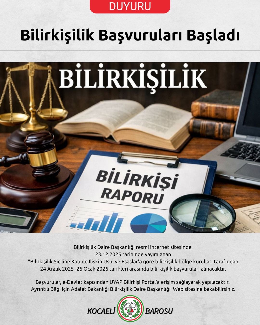BİLİRKİŞİLİK BAŞVURULARI BAŞLADI 